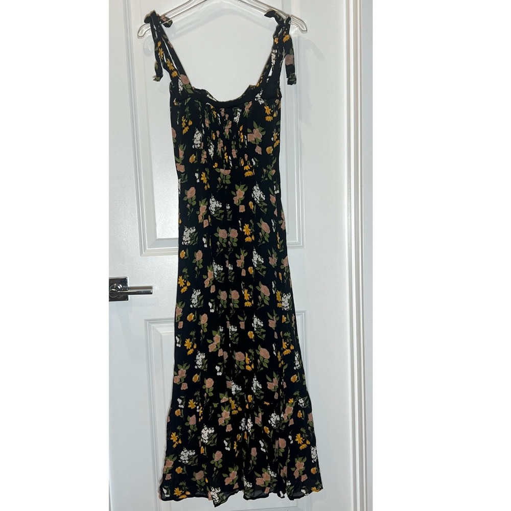 Reformation Floral Midi Dress Floral Print Tie Shoulder Sz 2 - Picture 6 of 16